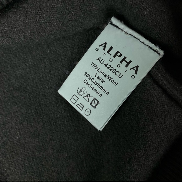 ALPHA STUDIO Dark Green Wool Cashmere Crewneck Sweater Men’s Size 50 Medium - Picture 5 of 12